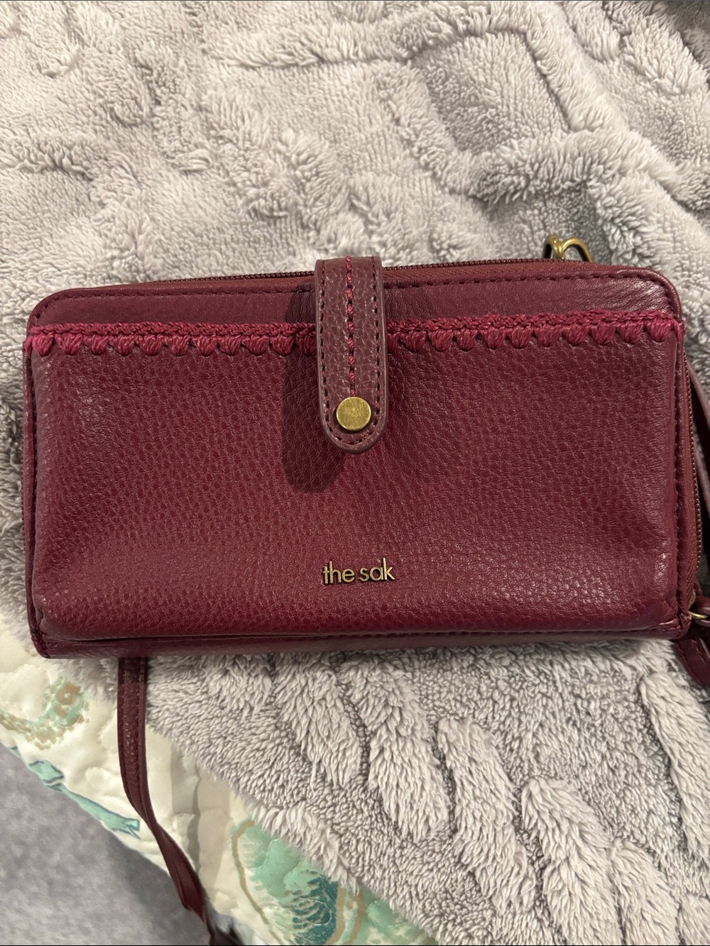 The Sak Crossbody Wallet in Burgundy Red Leather